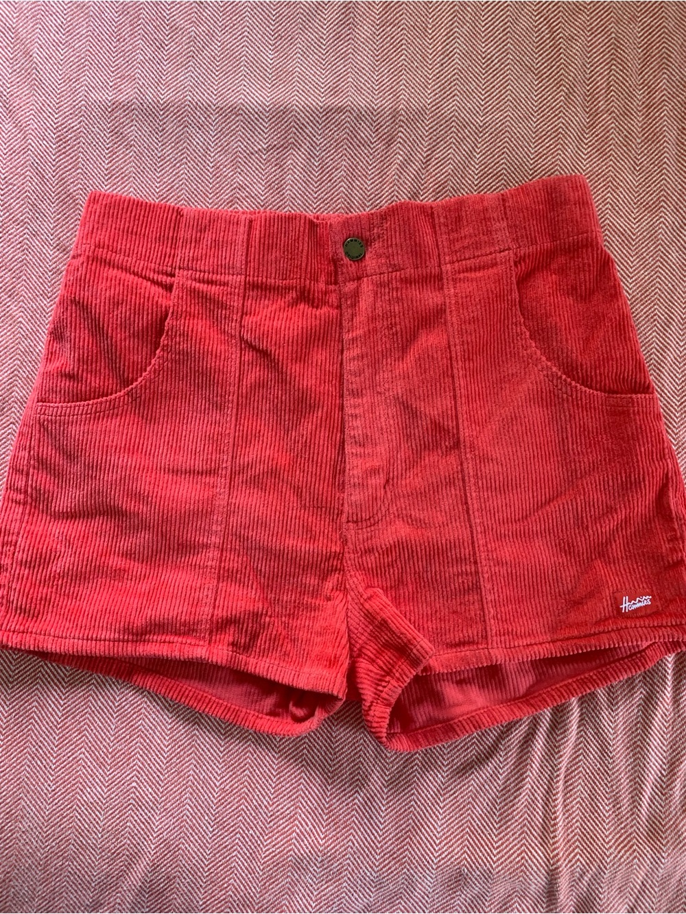 Hollister Red Corduroy High-Waist Shorts